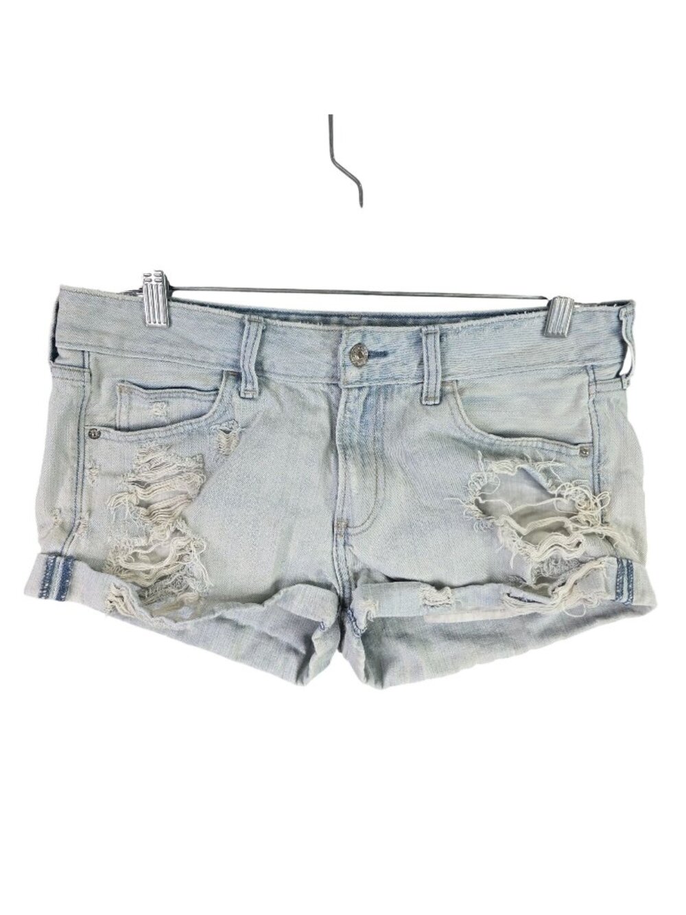Womens Abercrombie & Fitch Low Rise Distressed Blue Denim Shorts 2.5" Inseam 8